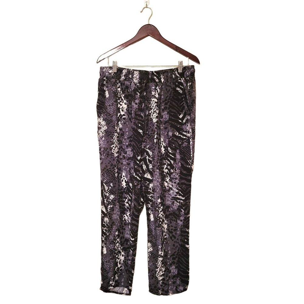 Faded Glory Womens Pants Black XL Plus Size Animal Print Straight Leg - Picture 1 of 8